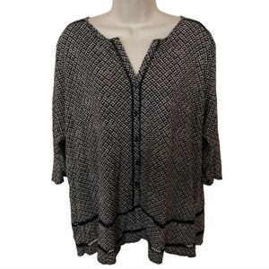 LUCKY BRAND BUTTON FRONT LINEN MIX TOP